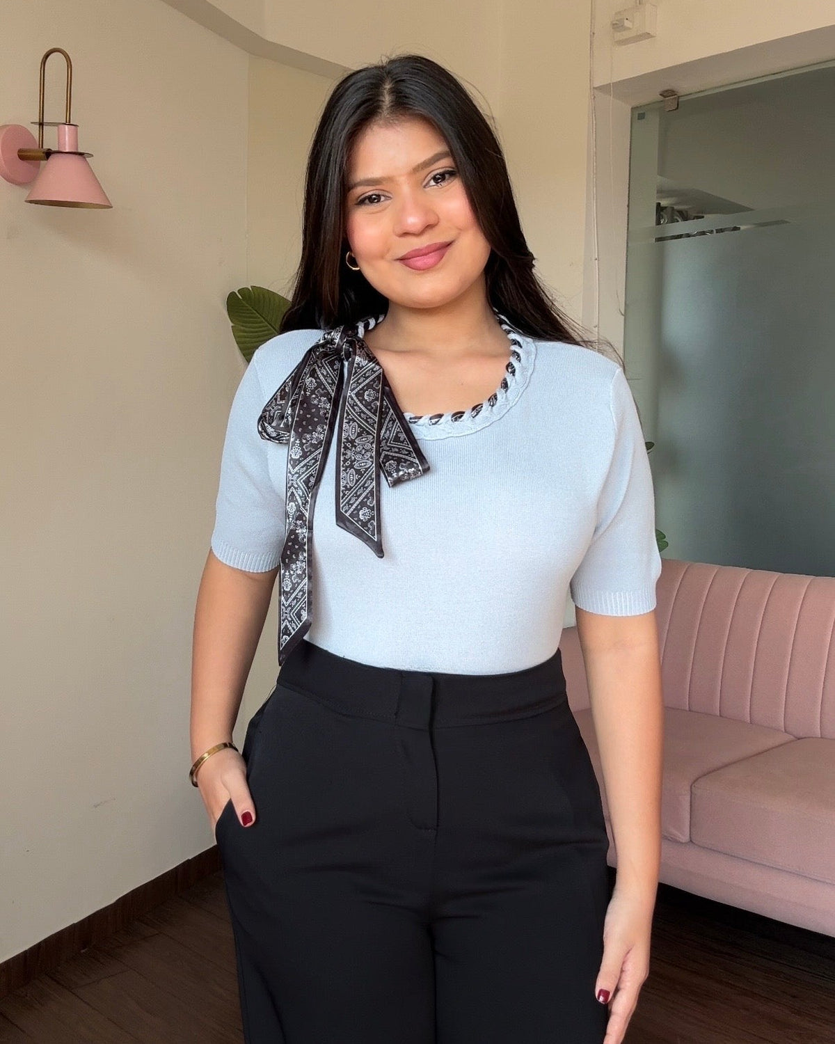 Scarf Detailing T-Shirt Top