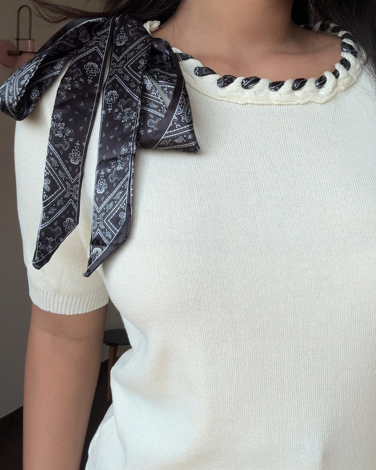 Scarf Detailing T-Shirt Top