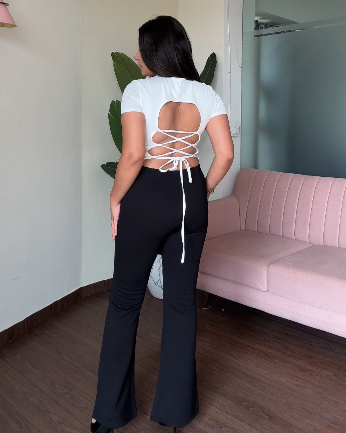 Fitted Stretchy Flared Pants