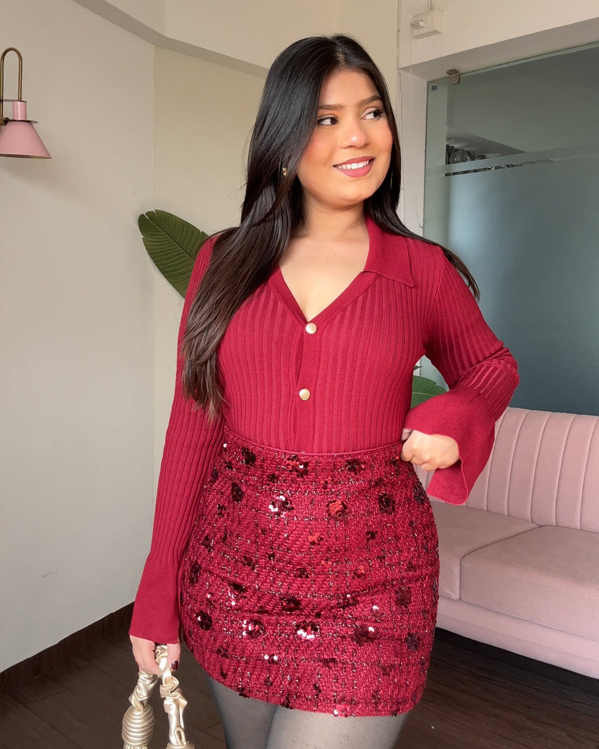 Golden Button Bodycon Sweater