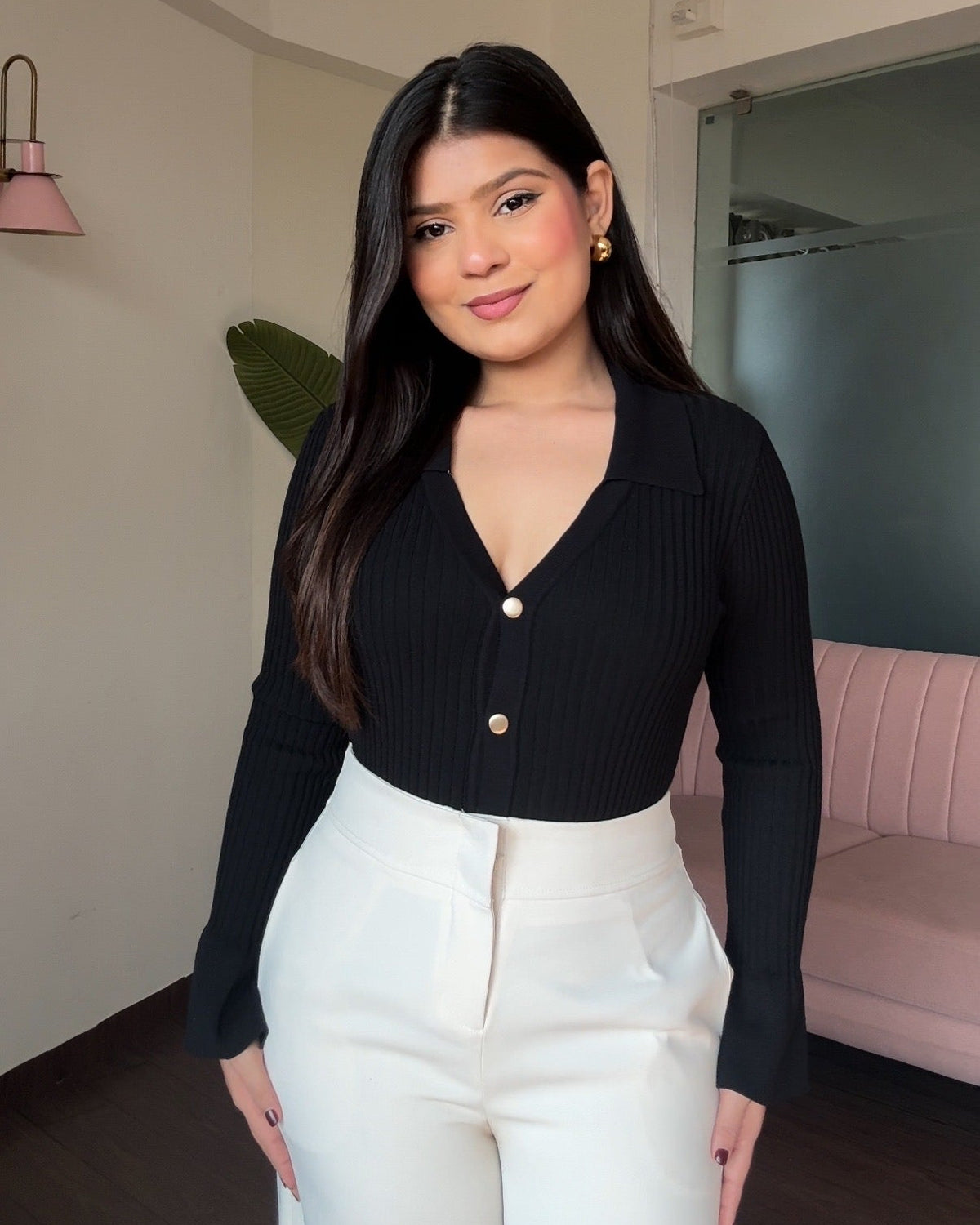Golden Button Bodycon Sweater