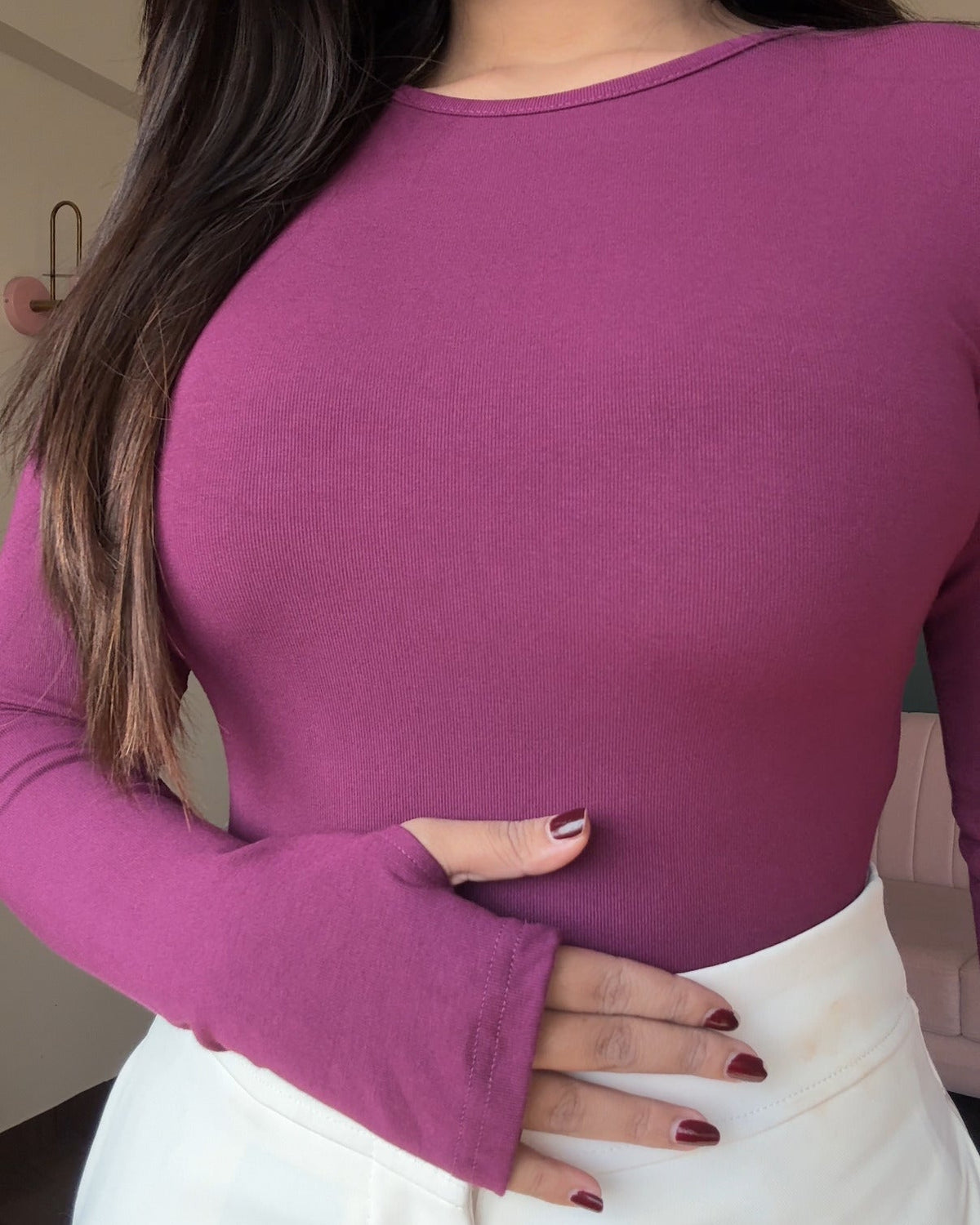 Full Sleeve Round Neck Bodycon Fitted Top