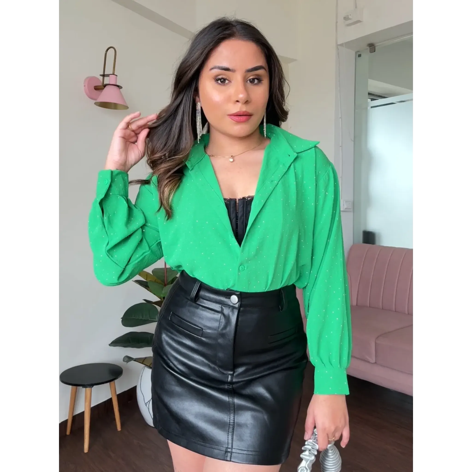 Rinestoned Solid Shirt