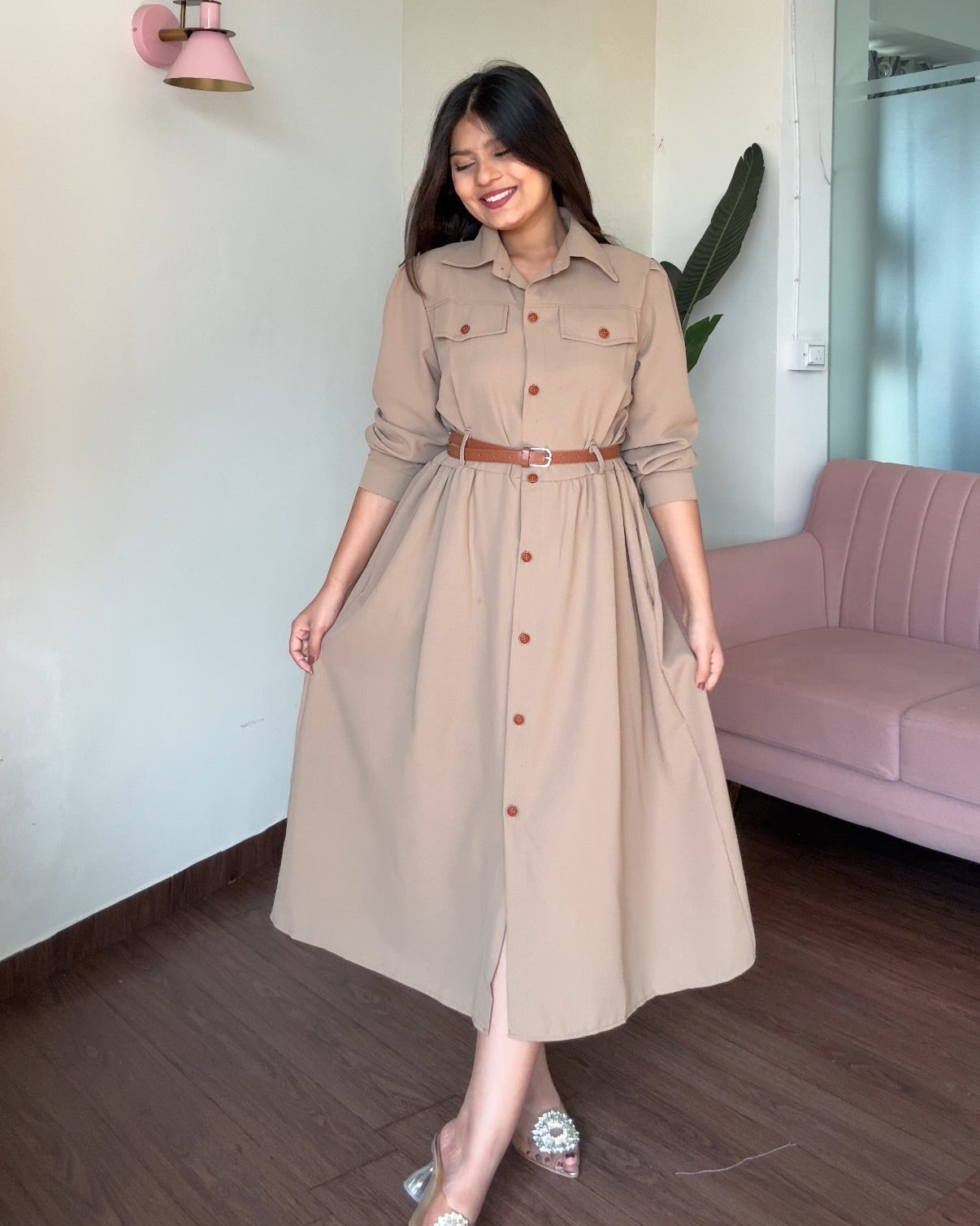 Button-Down Modest Shirt Dress