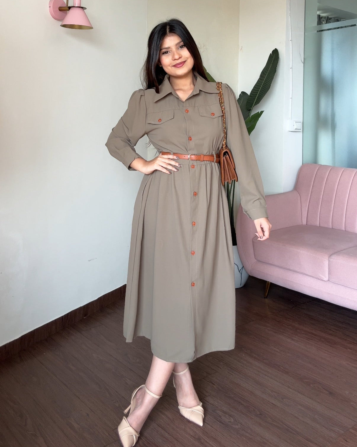 Button-Down Modest Shirt Dress