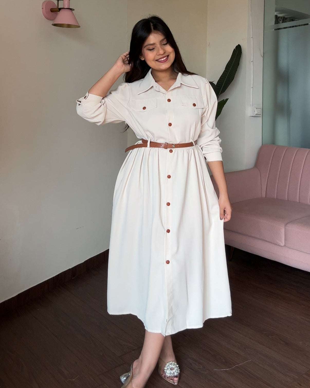 Button-Down Modest Shirt Dress