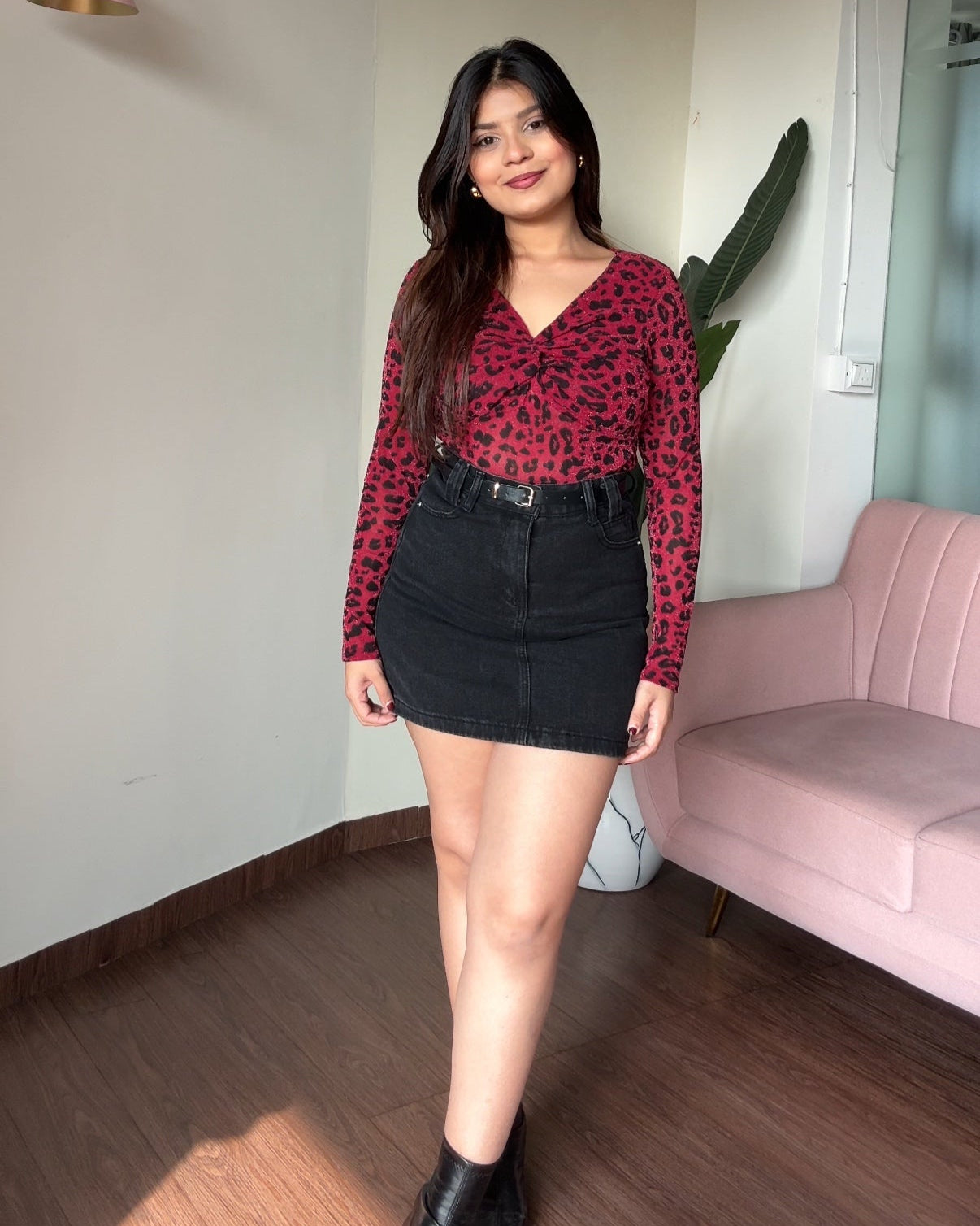 Black Fitted Denim Skirt
