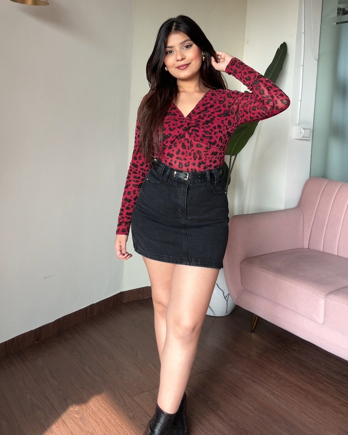 Black Fitted Denim Skirt