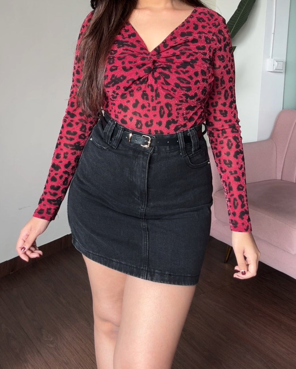Black Fitted Denim Skirt