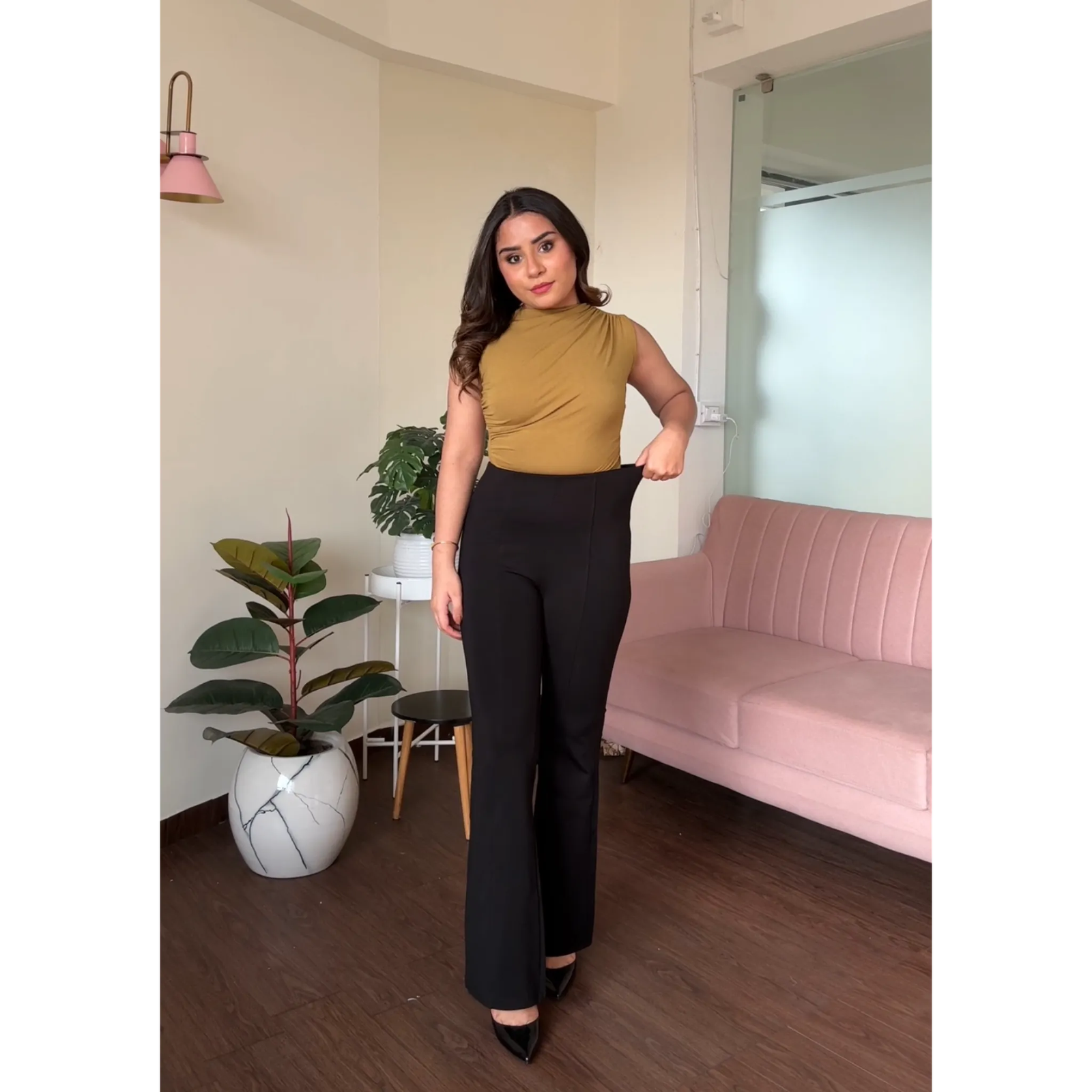 Classic High Waisted Flared Trousers