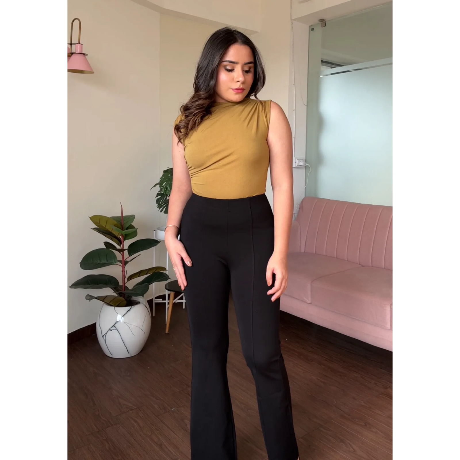 Classic High Waisted Flared Trousers