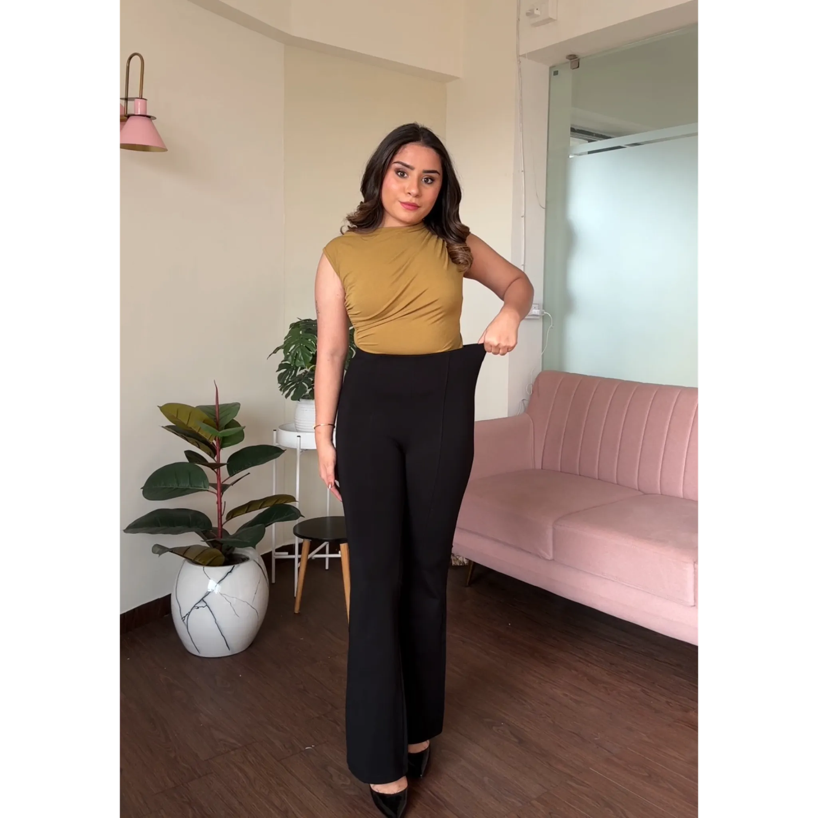 Classic High Waisted Flared Trousers