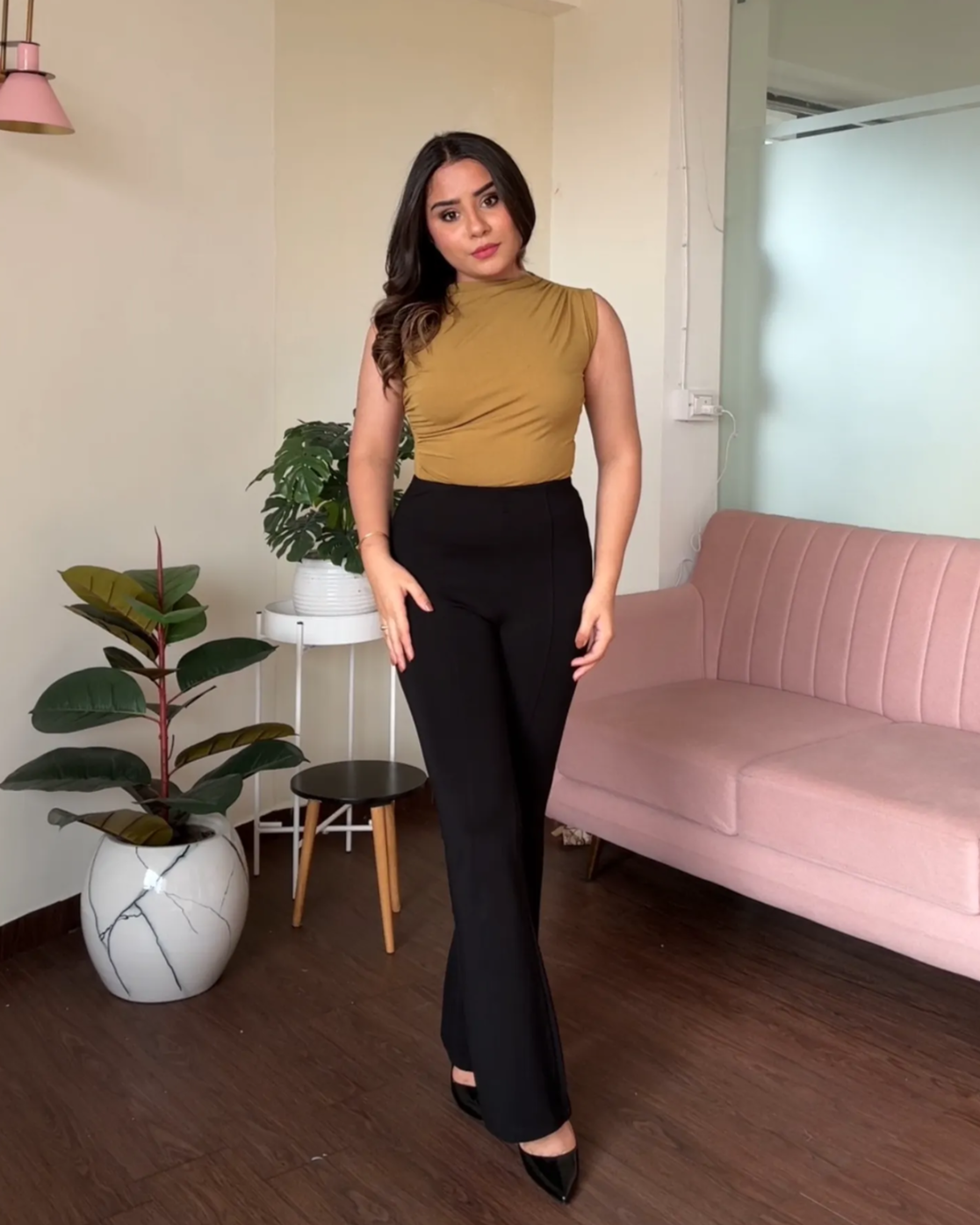 Classic High Waisted Flared Trousers