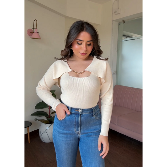 2 Piece Cami Top And Bolero With Chain Detail