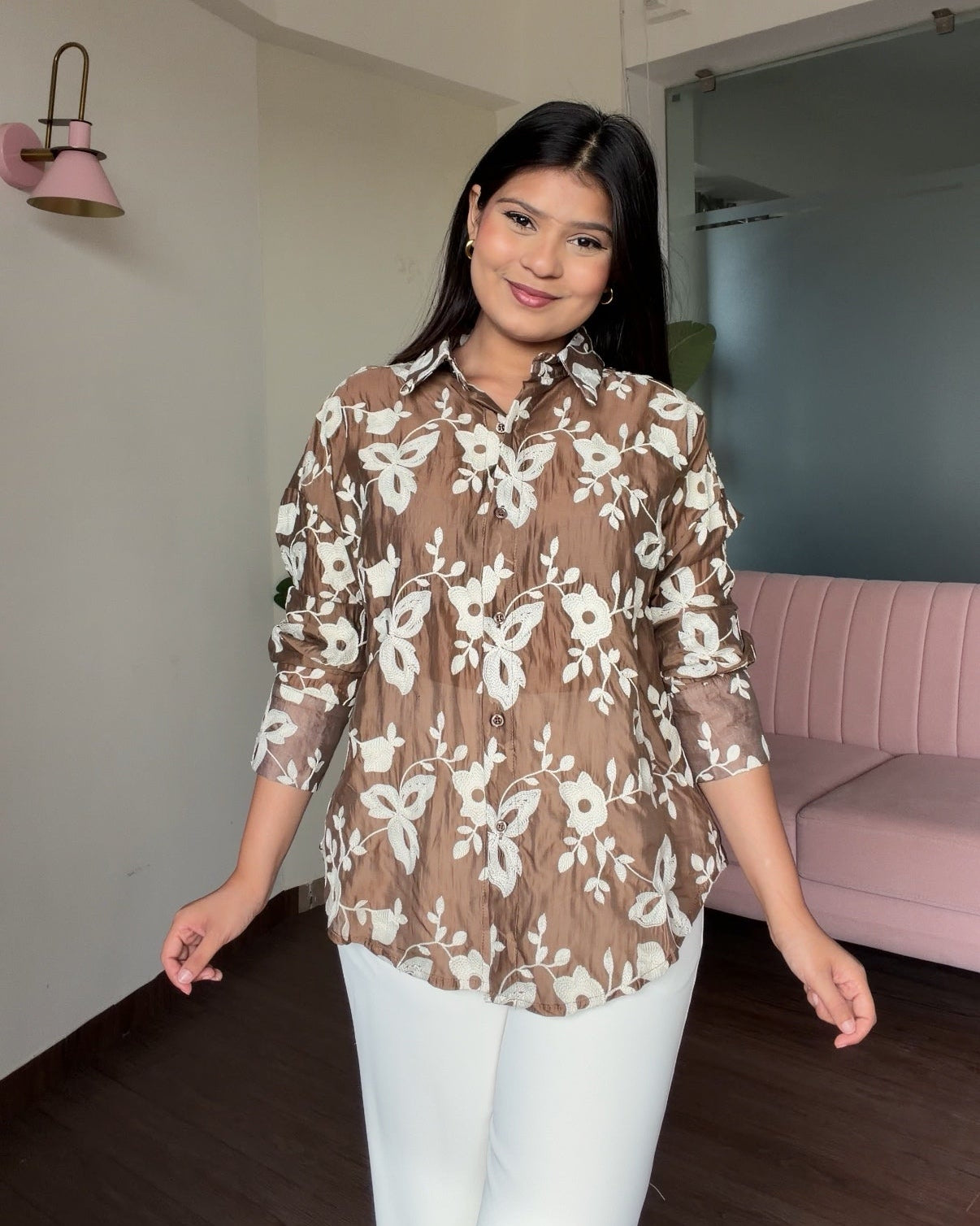 Tissue Cotton Fully Embroidered Summer Shirt