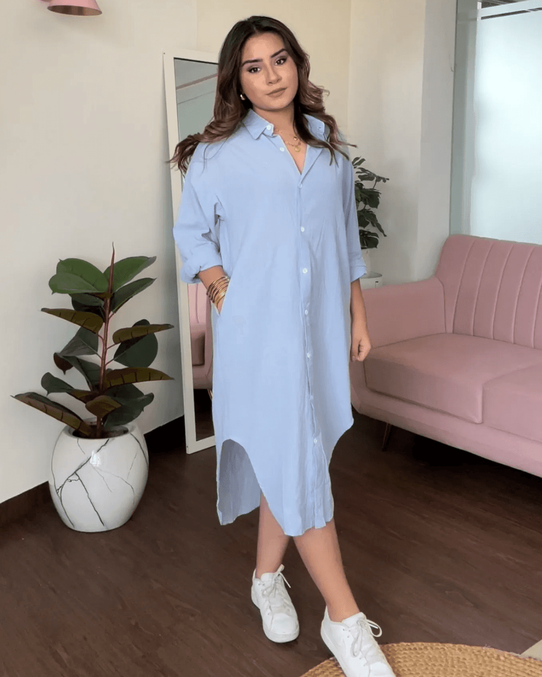 Solid Shirt Dress