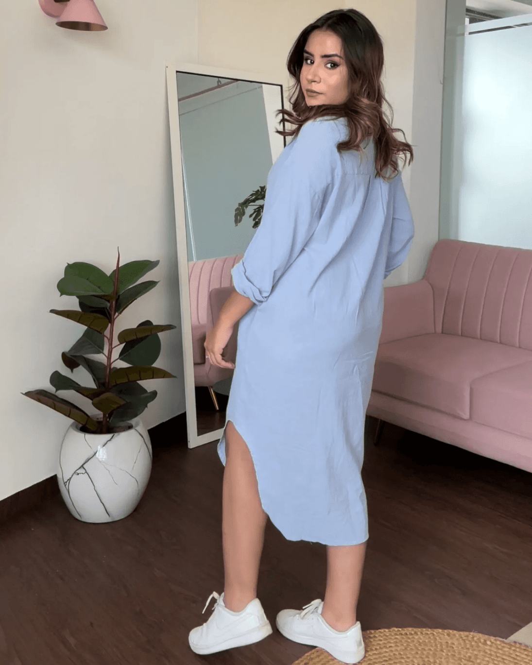 Solid Shirt Dress