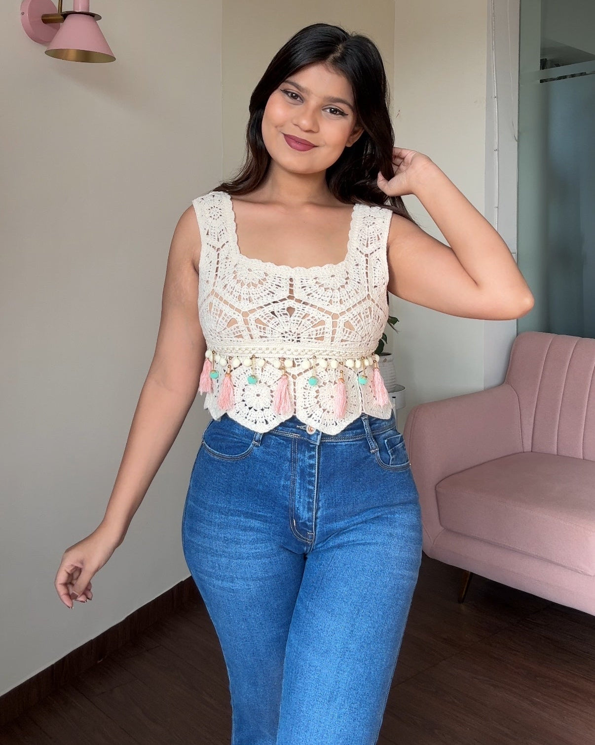 Crochet Tassel Detailing Cami Top