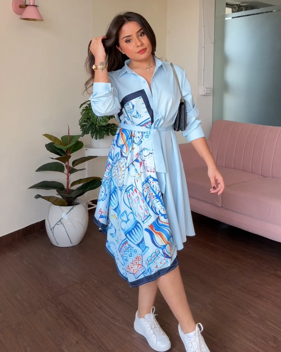 Scarf Shirt Dress