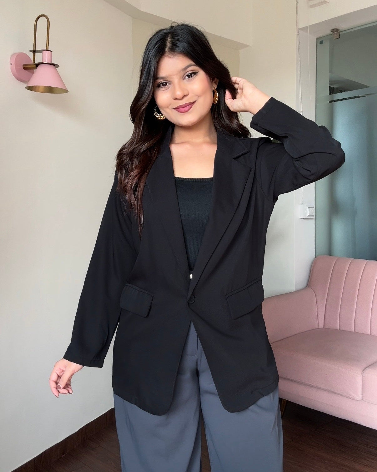 Solid Lightweight Relaxed-Fit Blazer