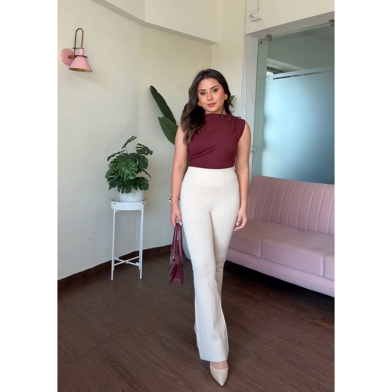Classic High Waisted Flared Trousers