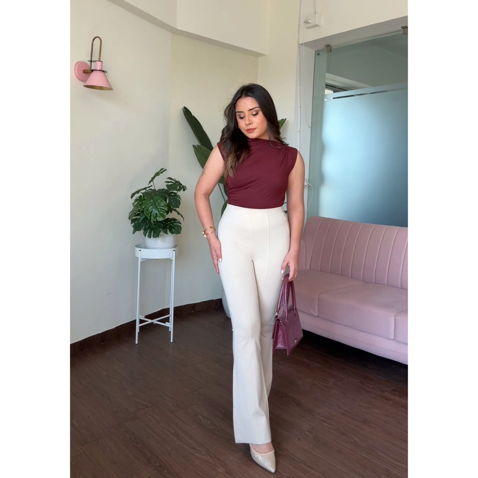 Classic High Waisted Flared Trousers