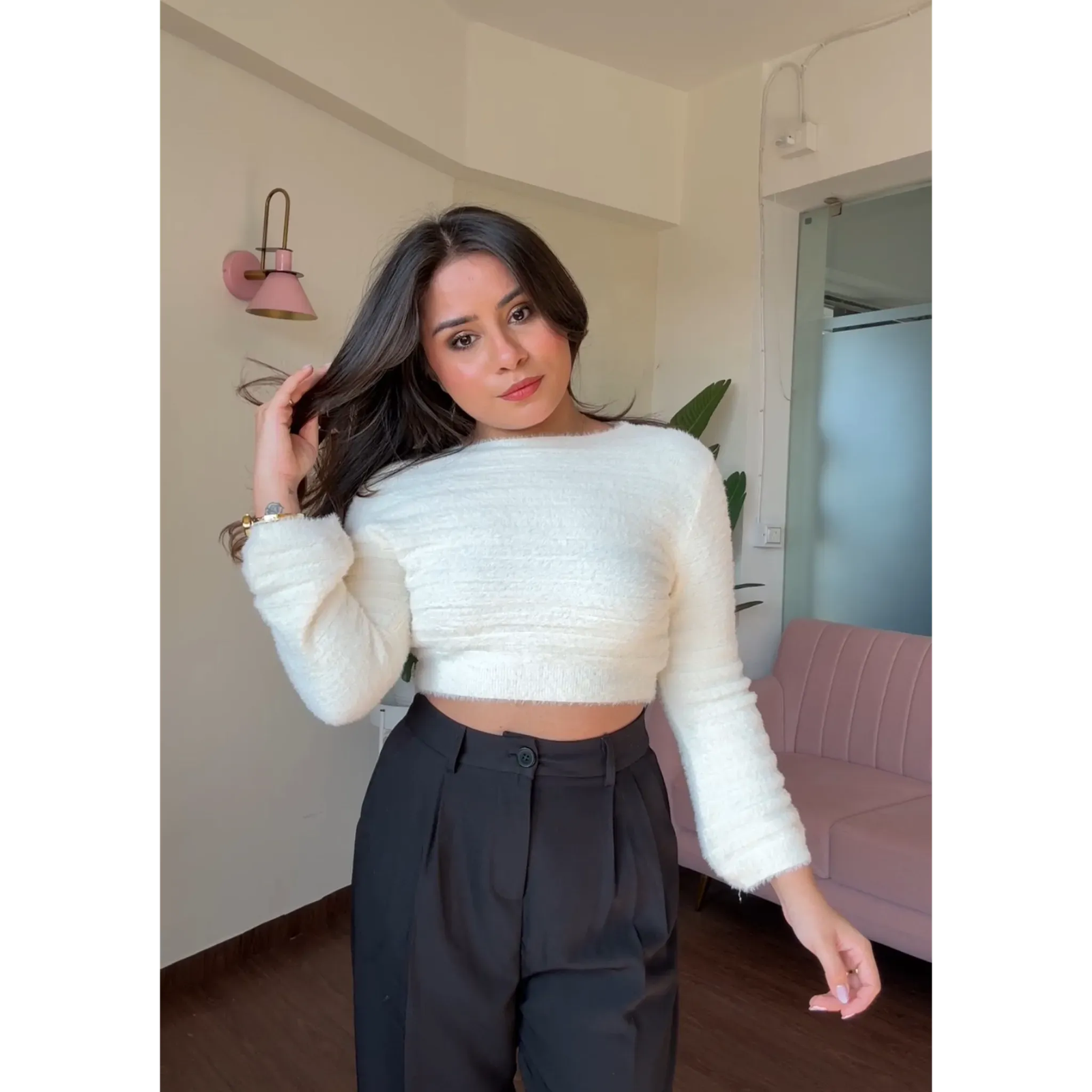 Fuzzy Baggy Fit Cropped Sweater