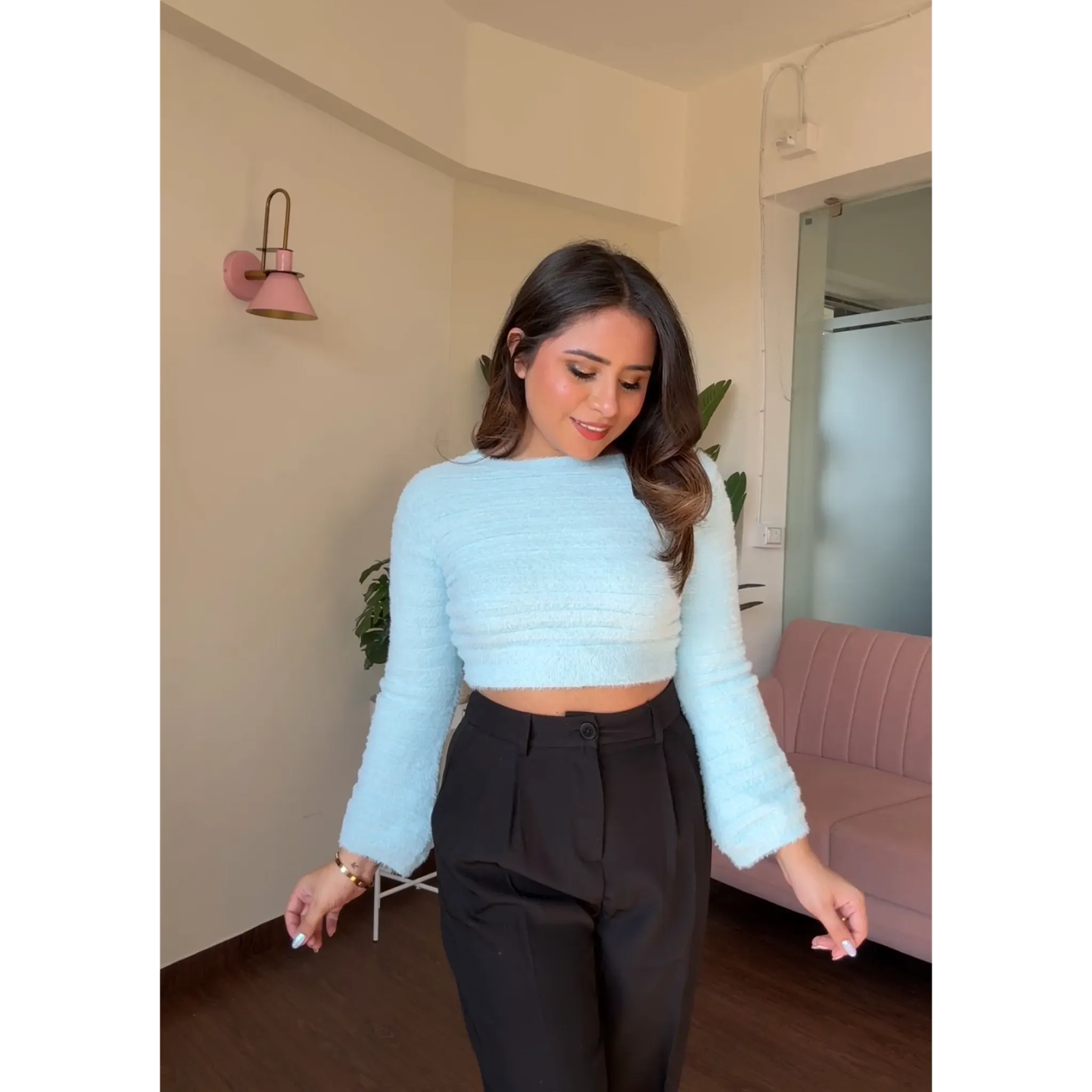 Fuzzy Baggy Fit Cropped Sweater