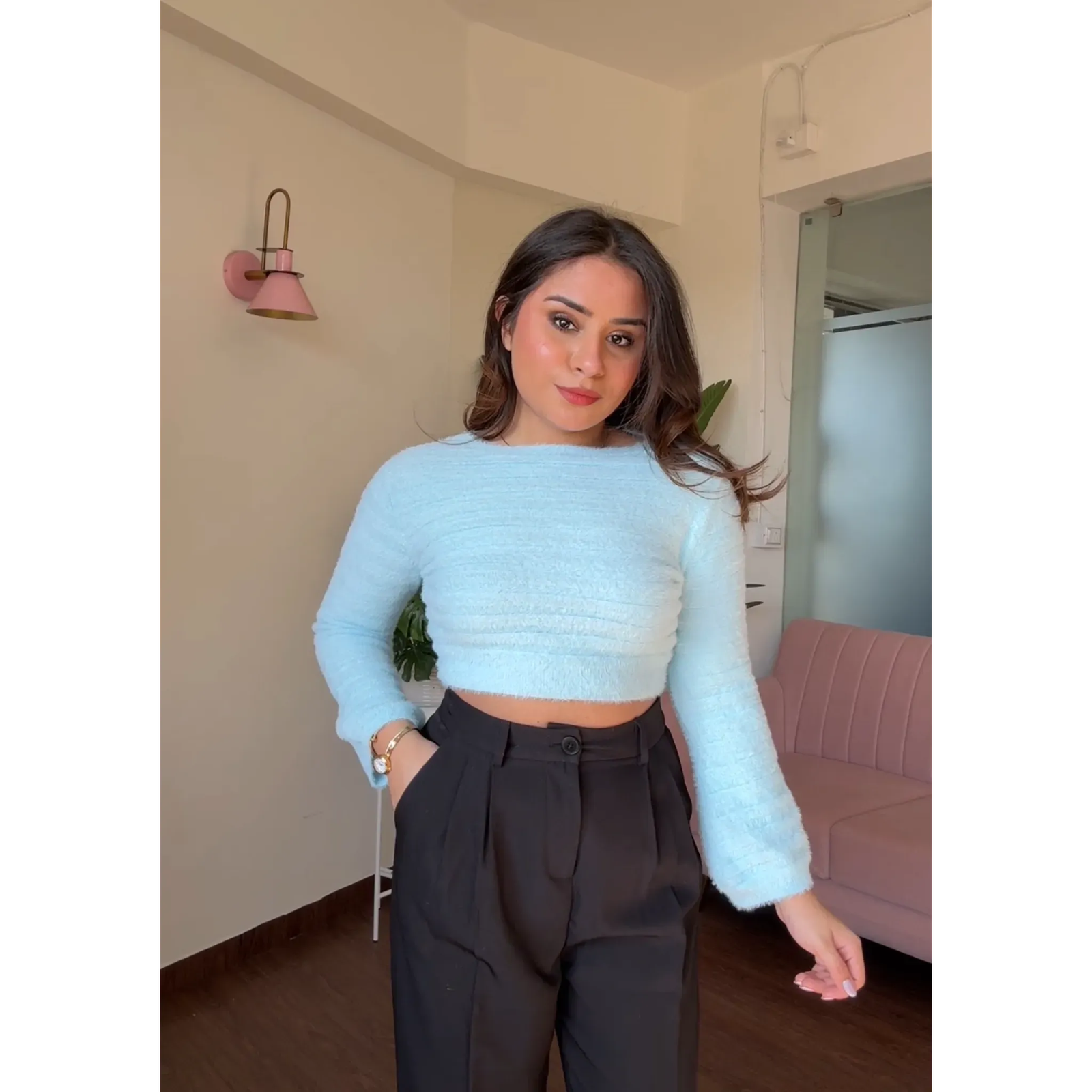 Fuzzy Baggy Fit Cropped Sweater