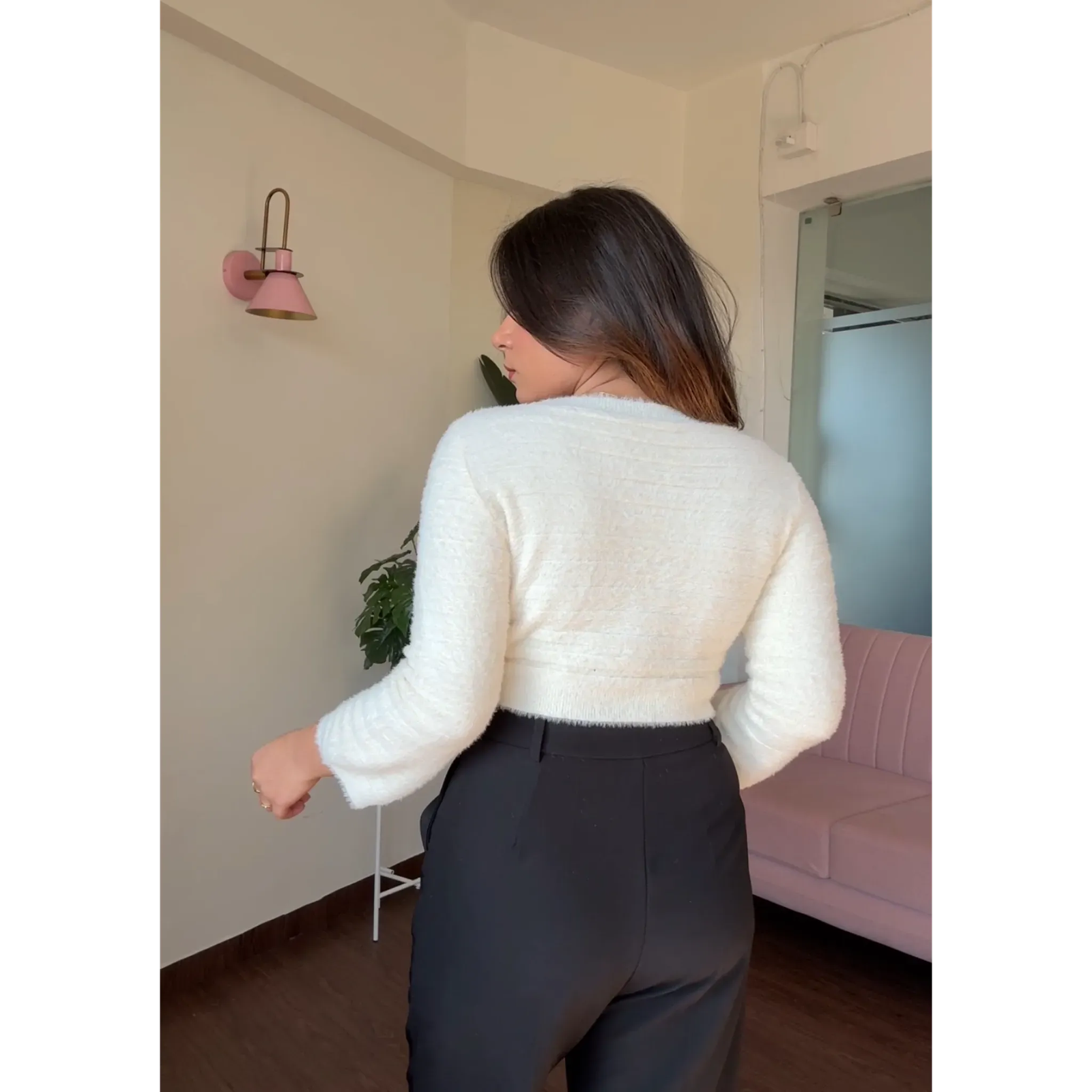 Fuzzy Baggy Fit Cropped Sweater