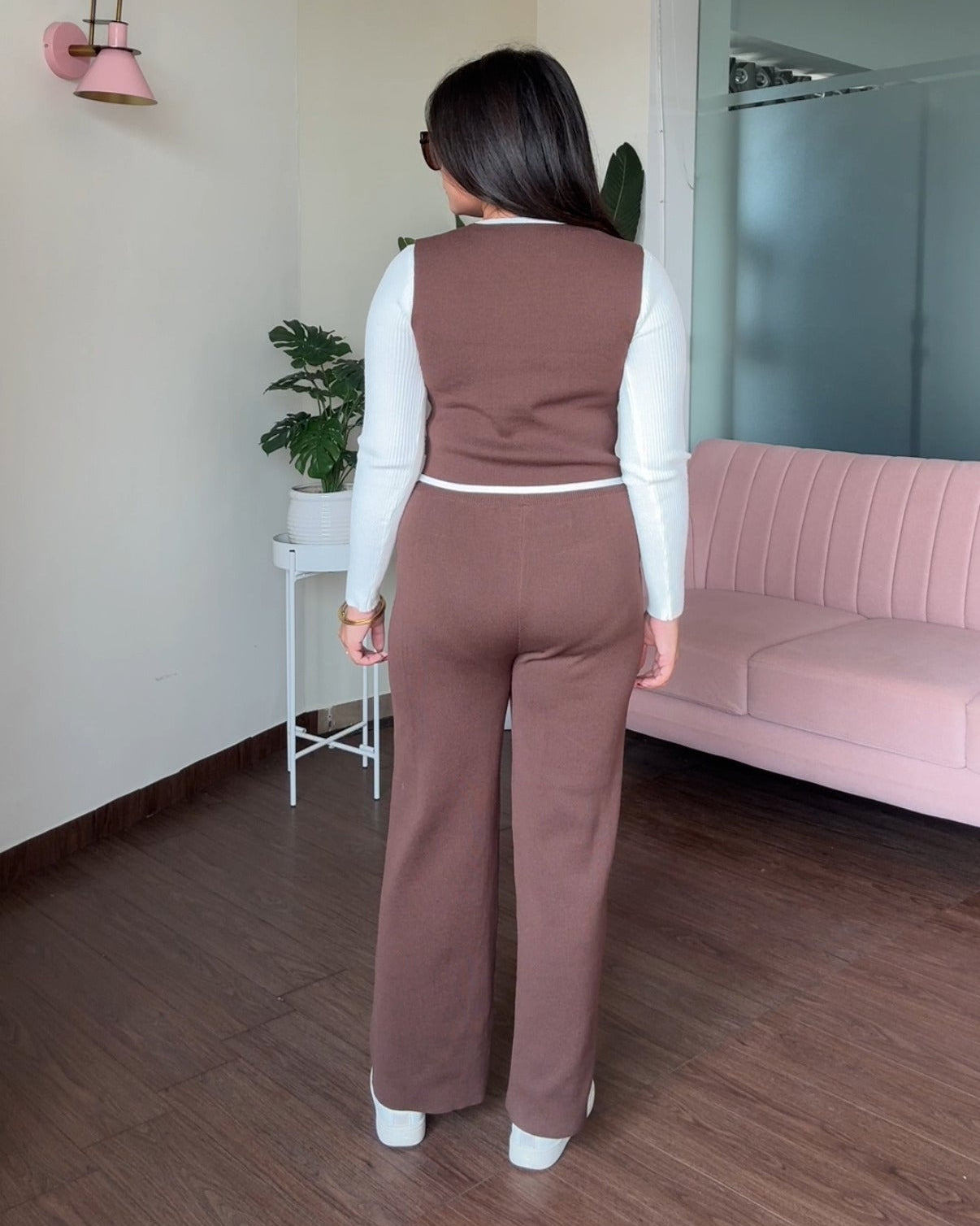 3-Piece Knitted Vest Detailing Co-ord Set With Inner