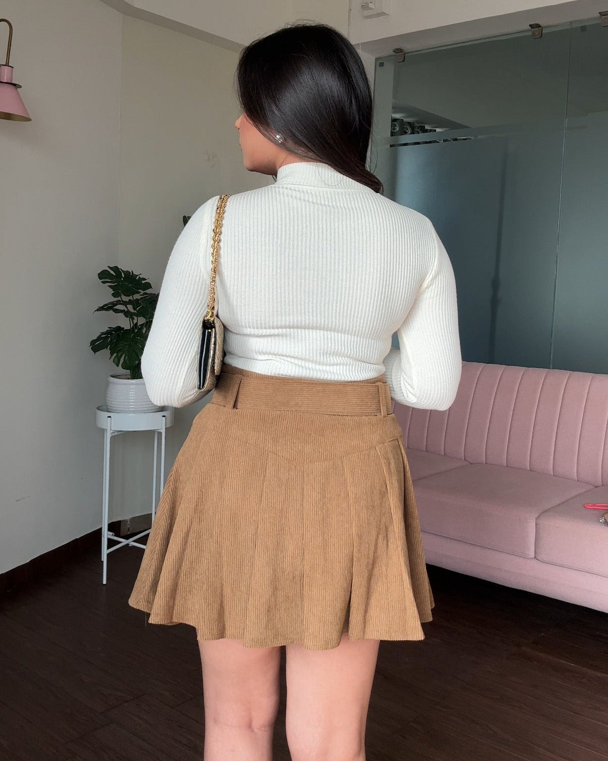 Corduroy Belted Mini Skirt