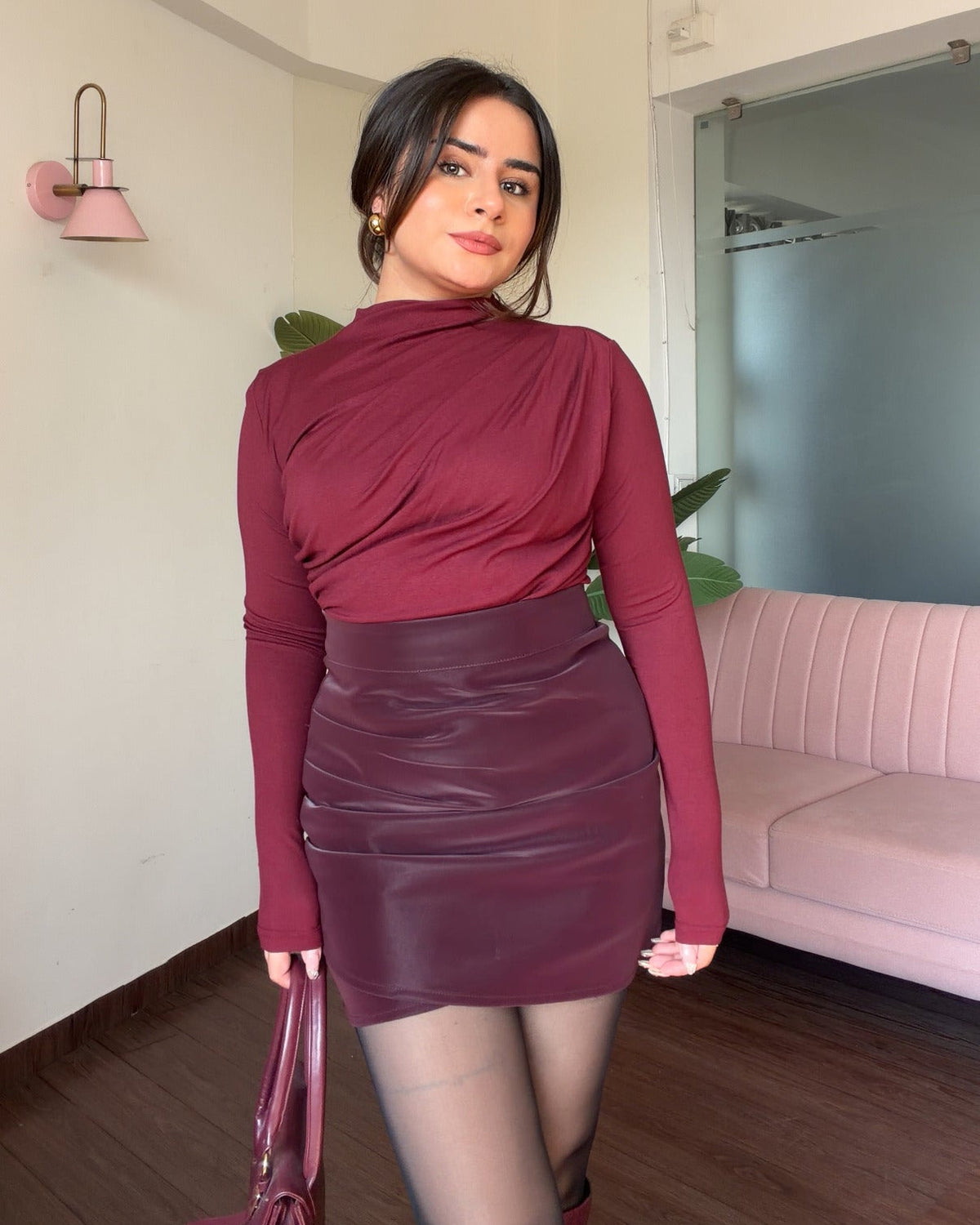 Full Sleeve High Neck Draped Top