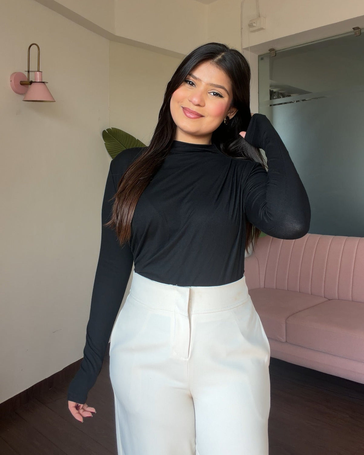 Full Sleeve High Neck Draped Top