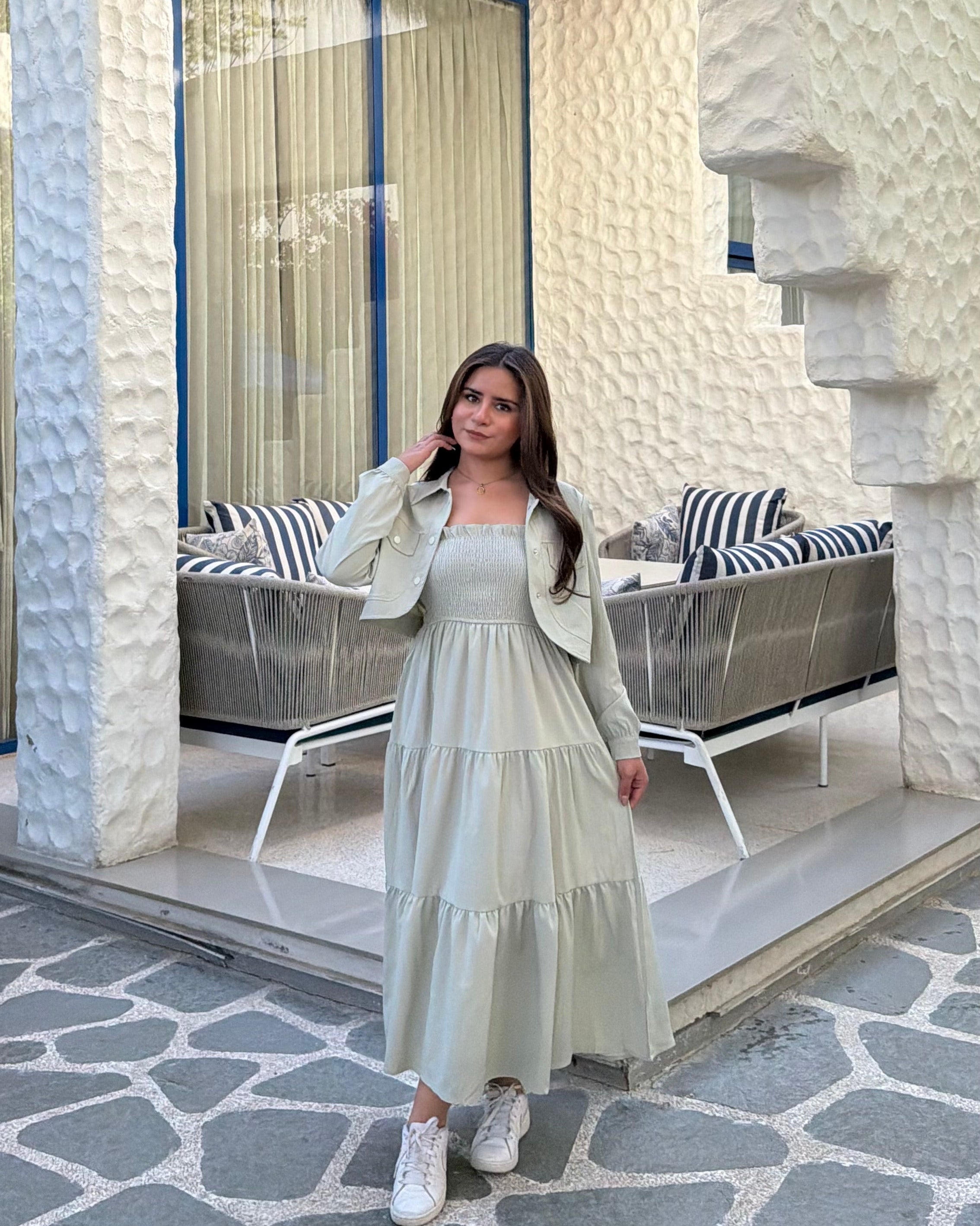 Flared Midi Summer Dress With Shrug