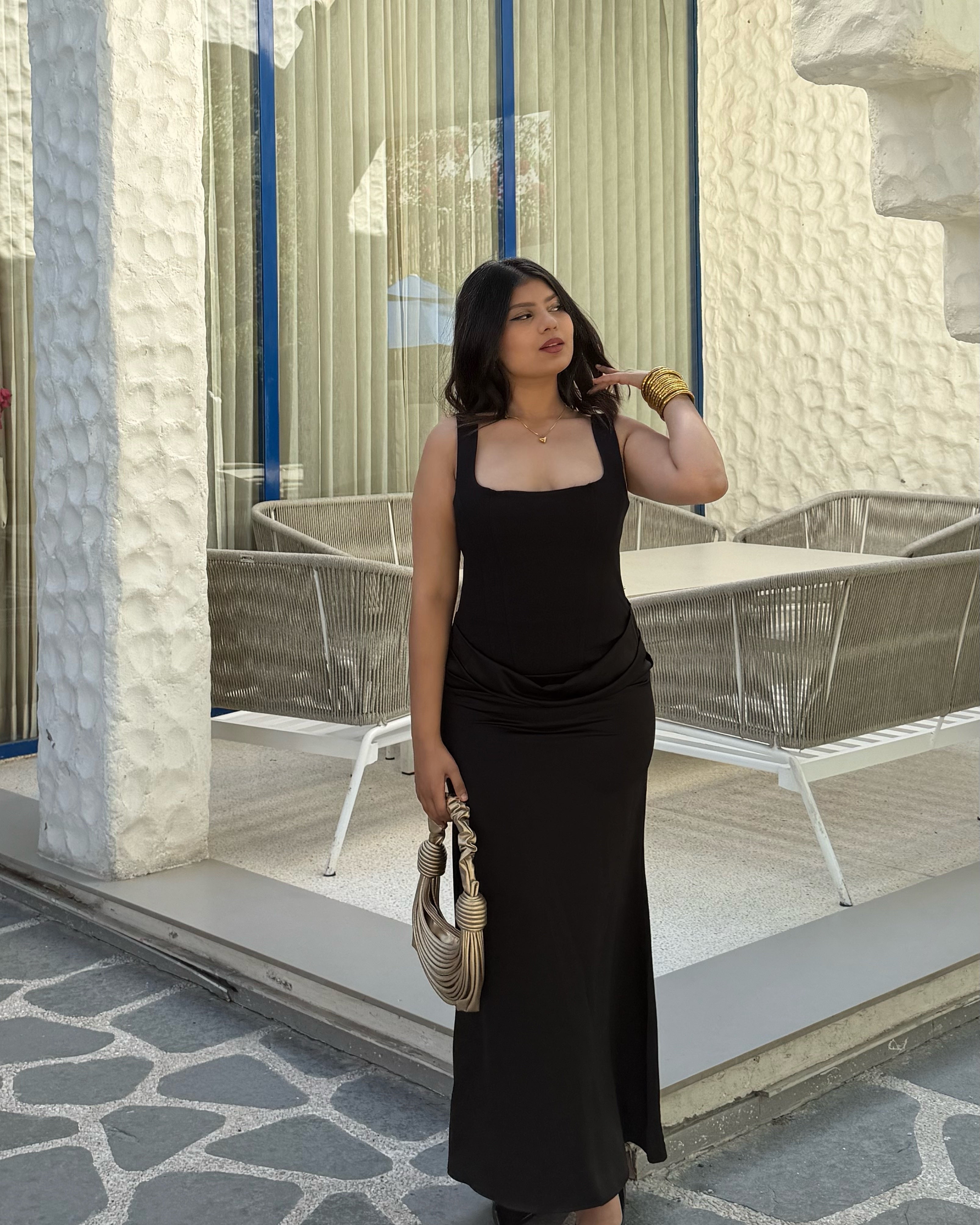 Corset Inspired Satin Midi Dress