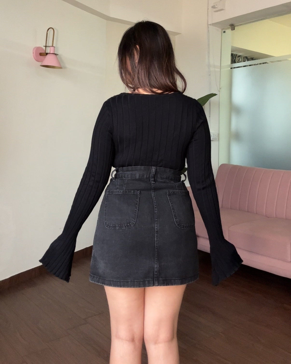 V-Neck Bell Sleeve Knitted Top