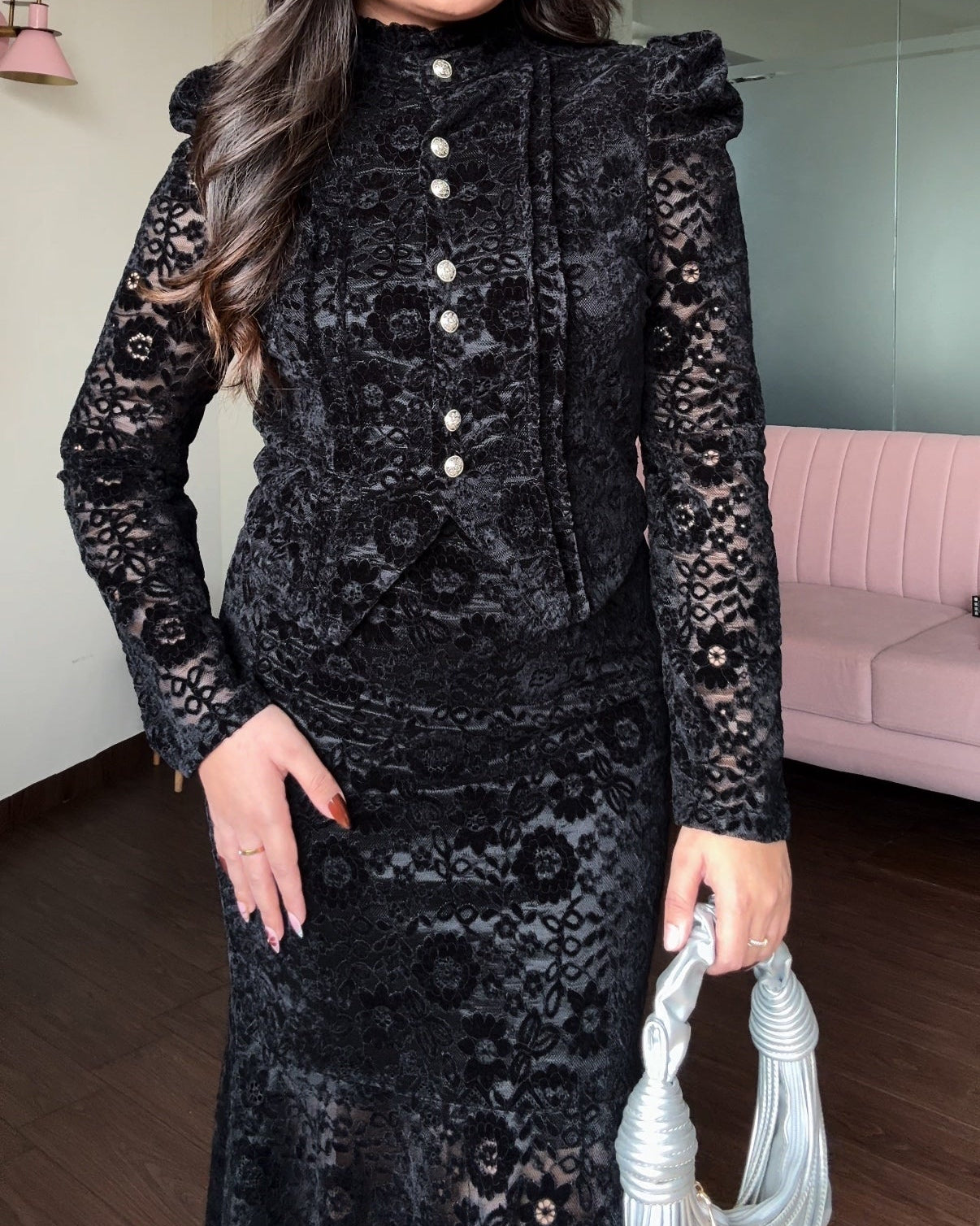 Lacy Puff Sleeve Modest Co-ord Set