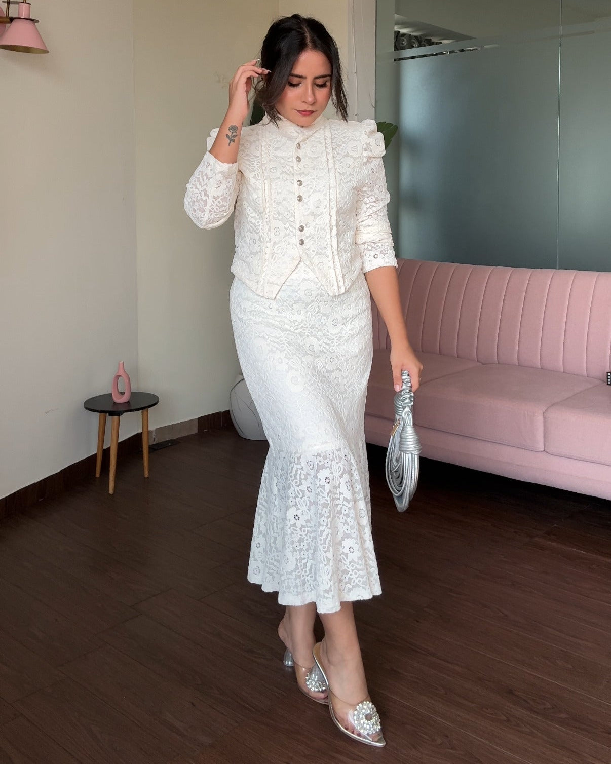 Lacy Puff Sleeve Modest Co-ord Set