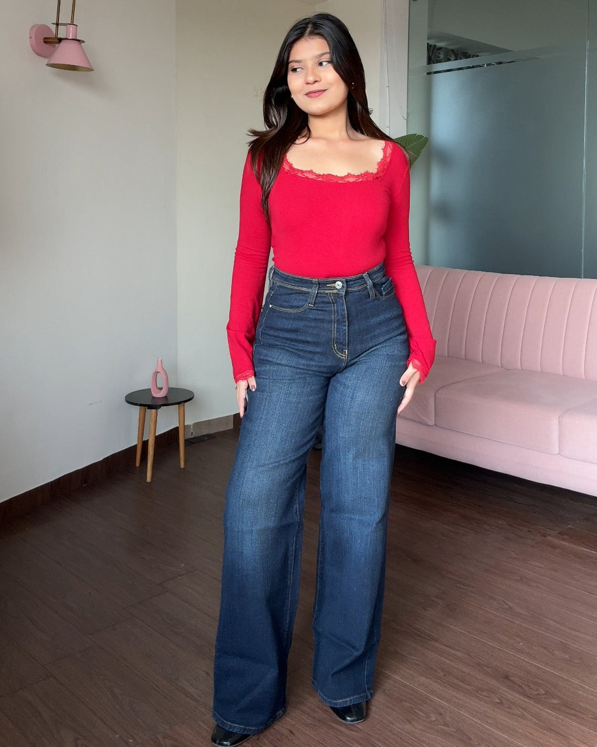 Straight-Fit Dark Wash Denim Jeans