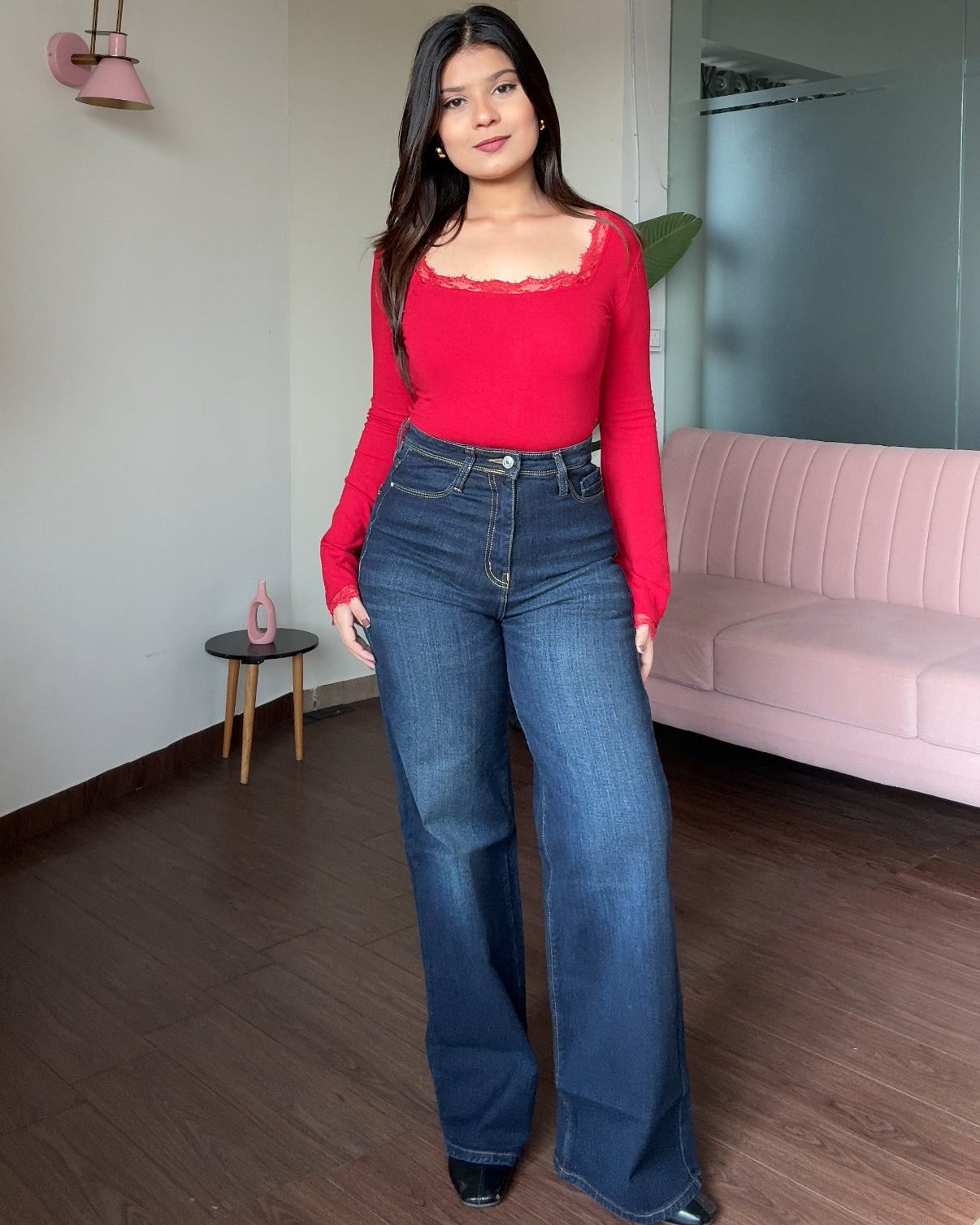 Straight-Fit Dark Wash Denim Jeans