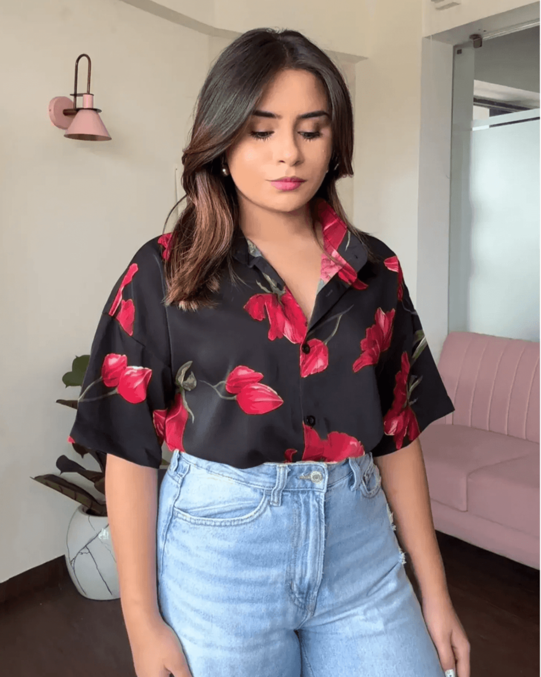 Printed Crepe Cut Sleeve Shirt