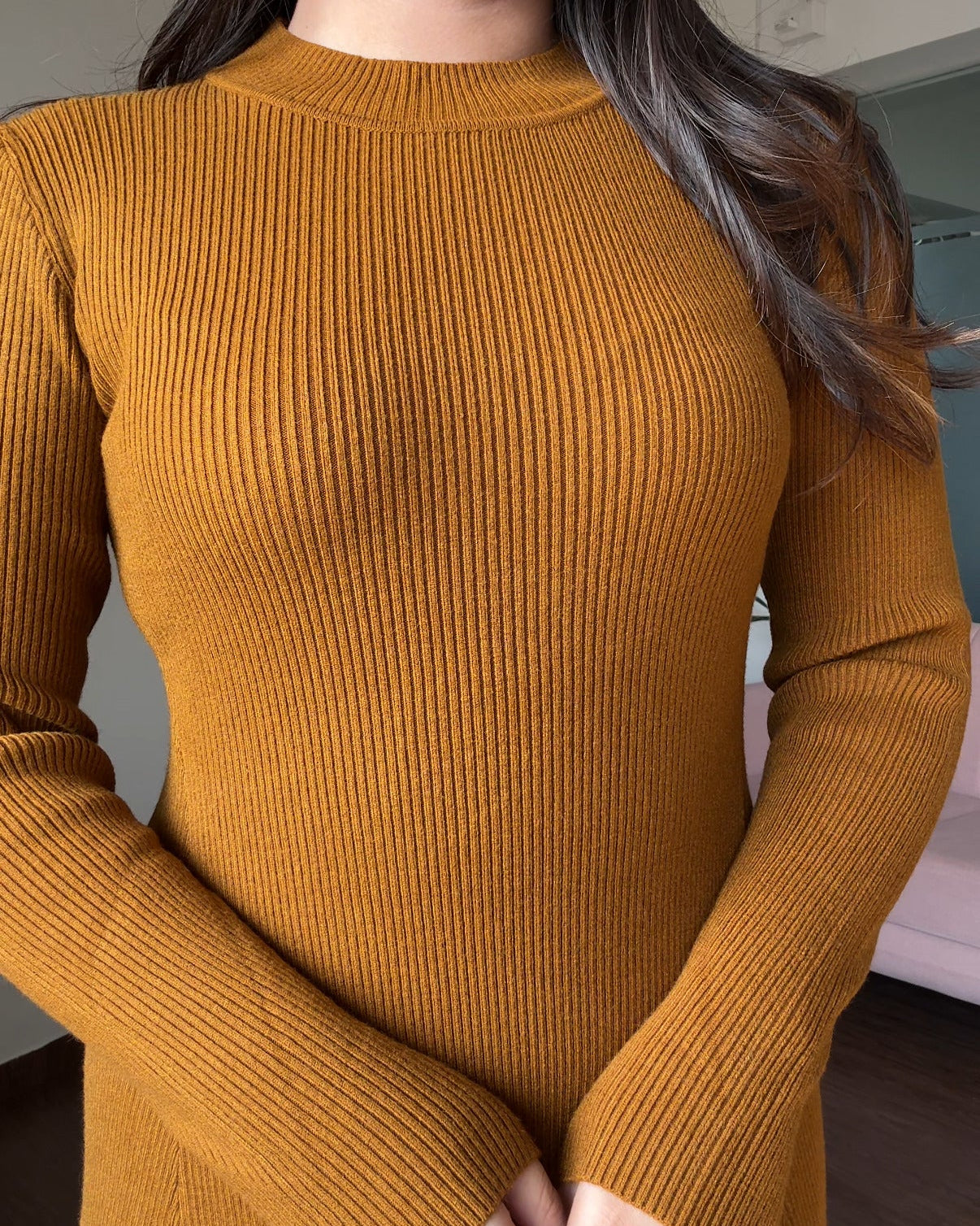 Knitted Heavy Fit And Flared Midi Sweater Dress