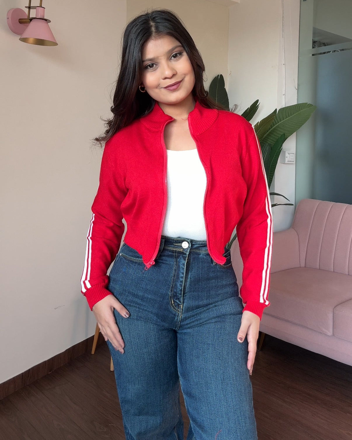 Striped Zip Up Track Jacket