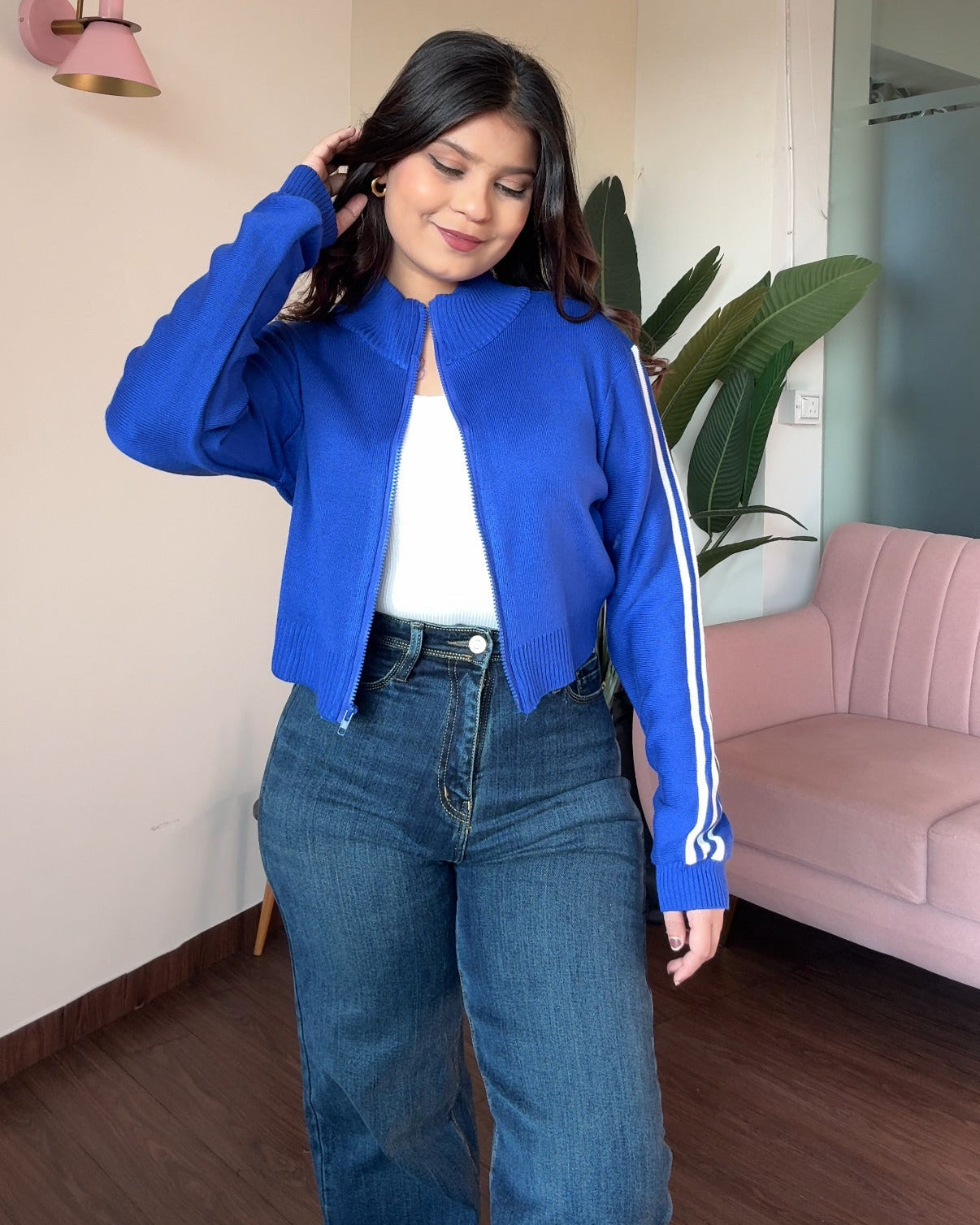 Striped Zip Up Track Jacket