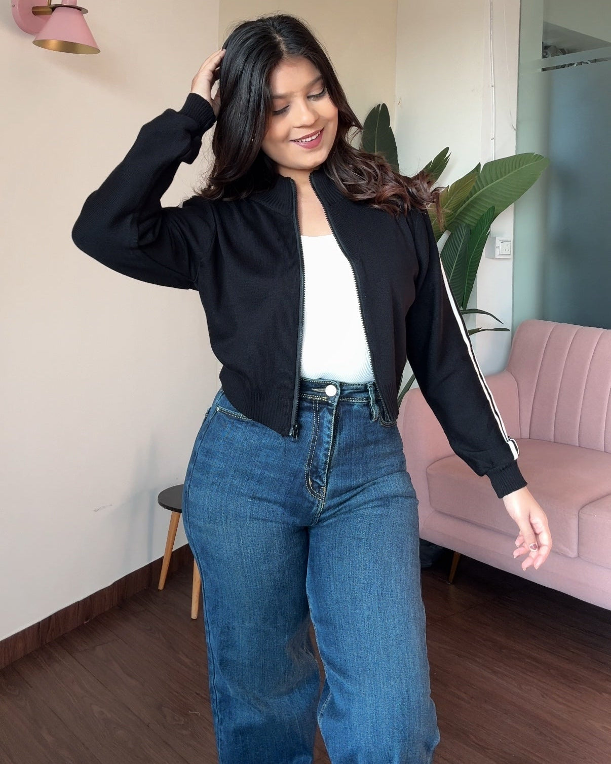 Striped Zip Up Track Jacket