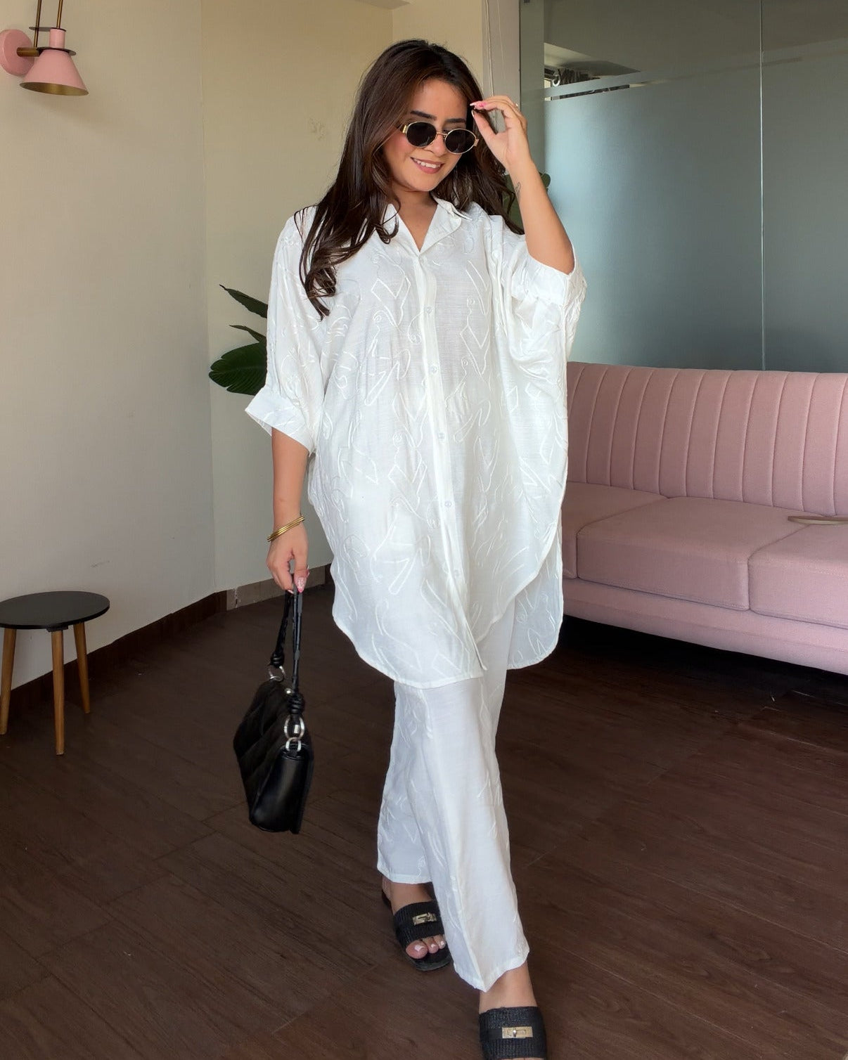 Kaftan Pattern Minimal Embroidery Baggy Co-ord Set