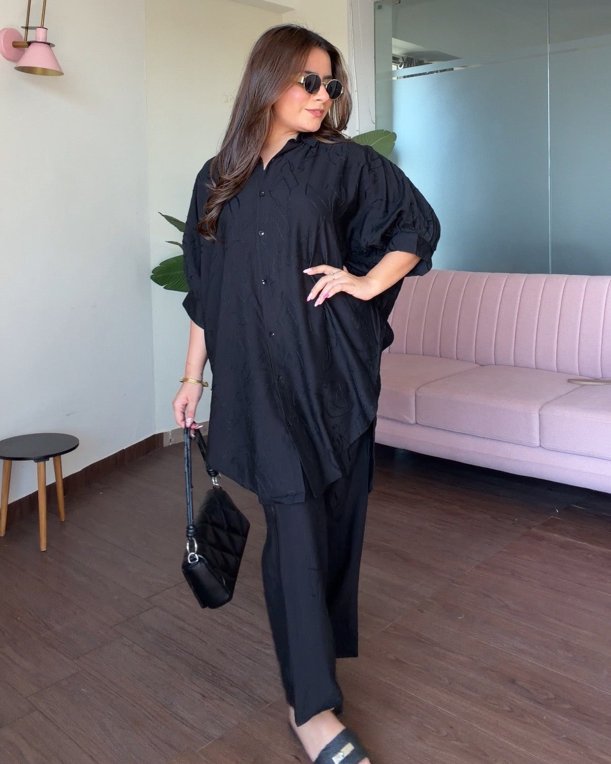 Kaftan Pattern Minimal Embroidery Baggy Co-ord Set