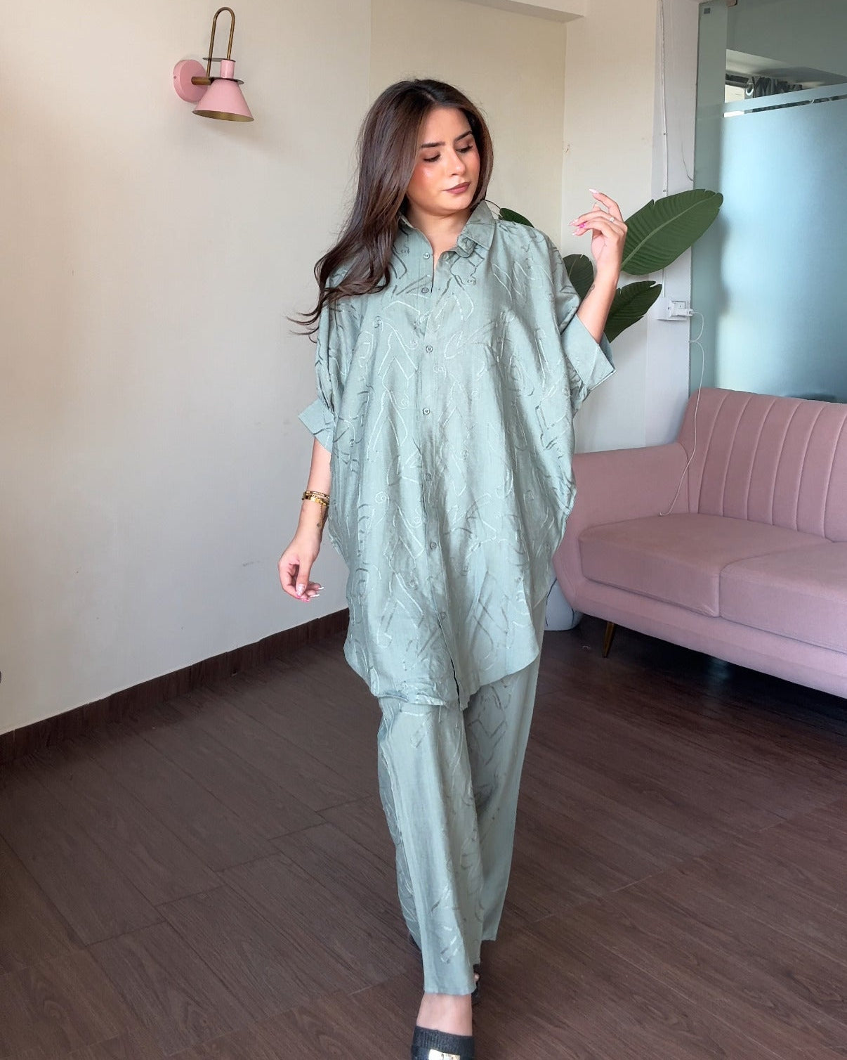 Kaftan Pattern Minimal Embroidery Baggy Co-ord Set