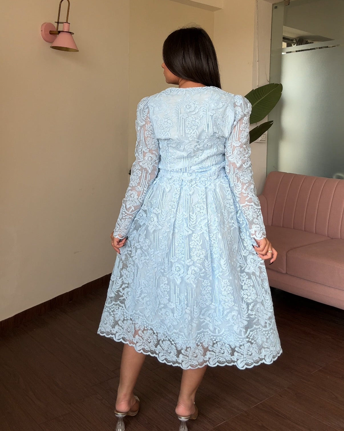 Lace Work Rhinestone Detailing Co-ord Set